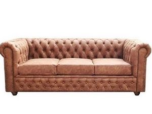 Sofá Chesterfield 3 cuerpos en Cuero Bonded Tabaco